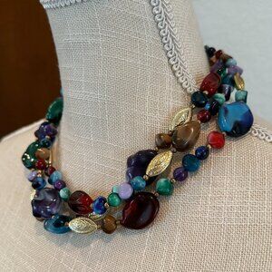 Multi-Color 3 Strand Acrylic Necklace
